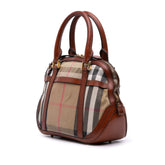 Small Leather Trimmed House Check Canvas Bridle Orchard Satchel